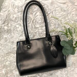 Pelle Studio Black Genuine Leather Bag with Leopard Print Lining